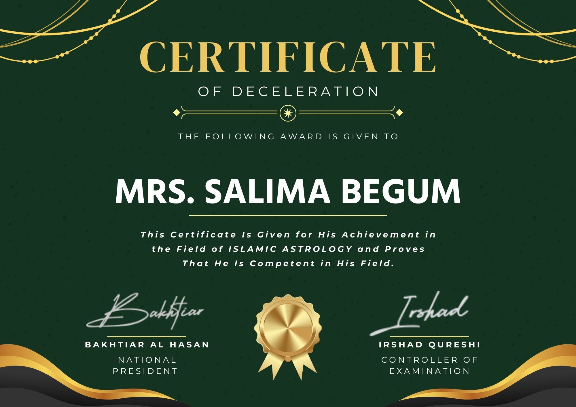 Award Winner Lady Astro Salima Begum Ji